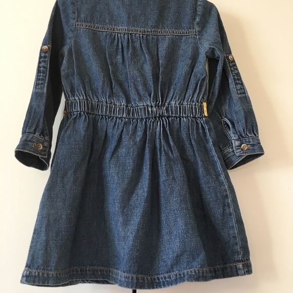 Carter's Toddler Girl's All Cotton Denim Blue Long Sleeves Half Button Up Dress - Picture 14 of 14